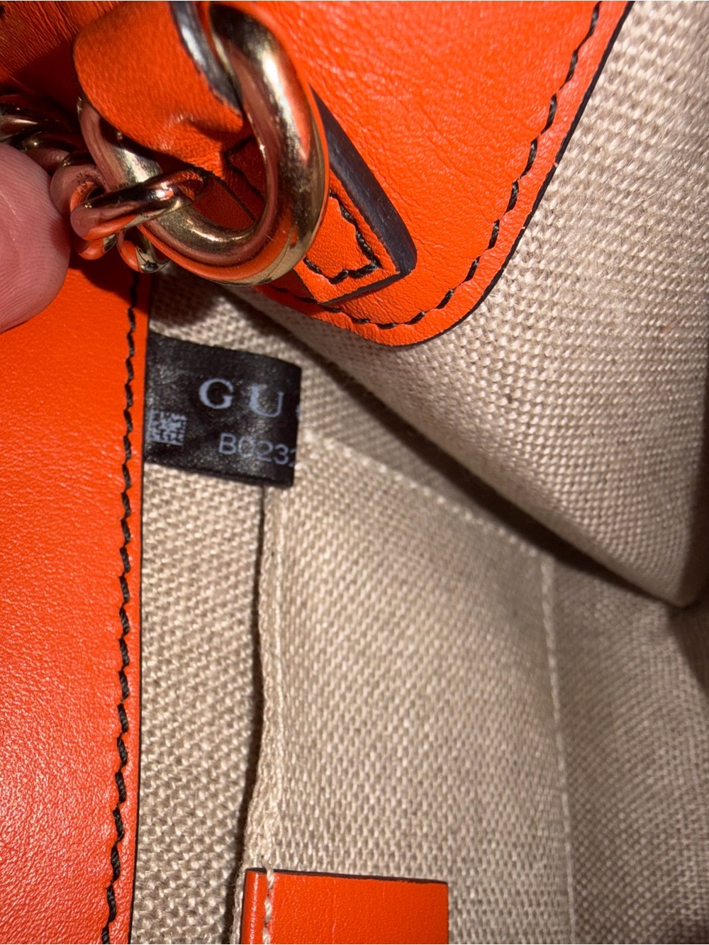 Vintage Gucci Orange Leather Monogrammed/Emblam Mini Bag with Horsebit Tassels - Picture 4 of 16